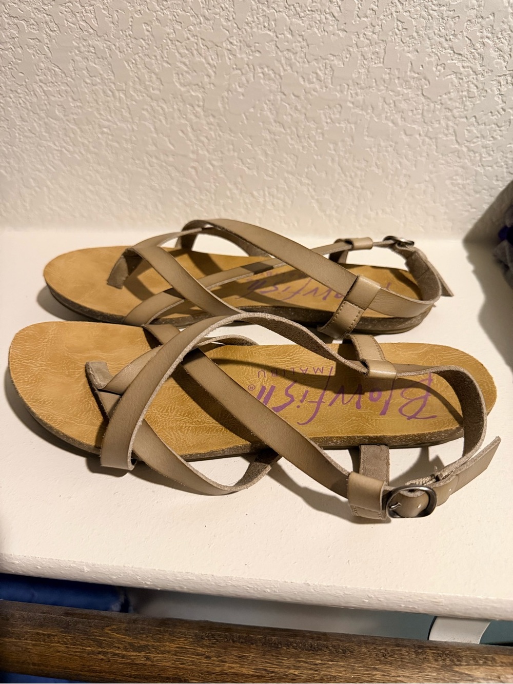 Blowfish Taupe Strappy Slingback Sandals